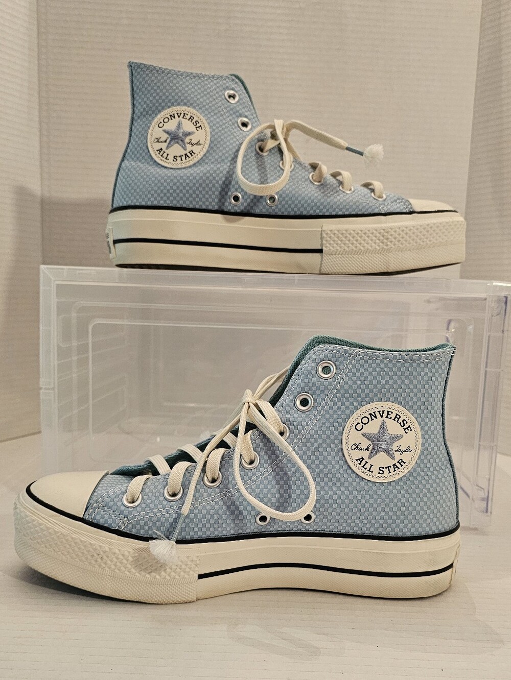 Converse Womens Chuck Taylor All Star Lift High Checkered Infinity Pool